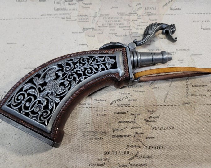 Steampunk Style 18th Century Aged Ornate Peacock Powder Flask Replica