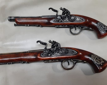 Left Handed Steampunk Style 18th Century Aged Napoleonic Non Firing Antique Reproduction Flintlock