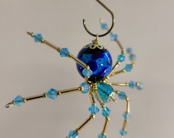 Steampunk/Christmas Crystalline Dk. Blue Ice Spider
