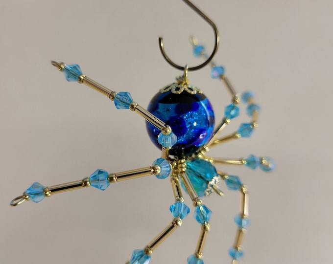Steampunk/Christmas Crystalline Dk. Blue Ice Spider