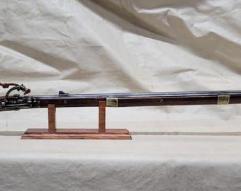 Steampunk Style 16th-18th Century Aged Brass and Pewter Japanese Non Firing Tanegashima Antique Reproduction Matchlock