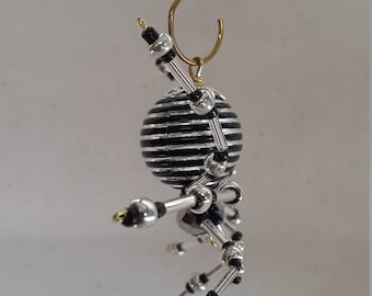 Steampunk/Christmas Crystalline  Silver/Black Striped Ice Spider