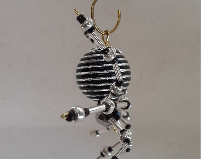 Steampunk/Christmas Crystalline  Silver/Black Striped Ice Spider