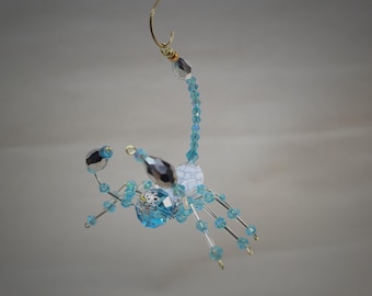 Steampunk Beaded Crystalline Light Blue/White Scorpion