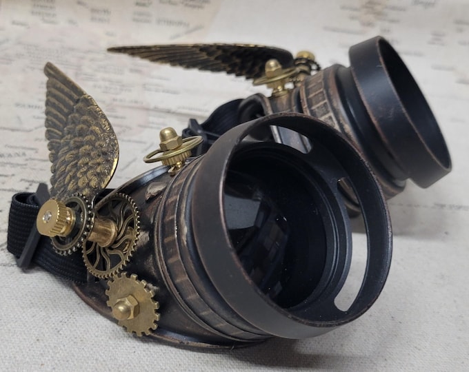 Steampunk Style Brown/Gold Angel Wing/Valkyrie Goggles