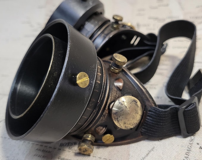 Steampunk Elven Style Brown/Gold Double Hood Goggles #3