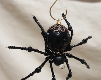 Steampunk Beaded Black Spider