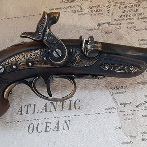 Right Handed Steampunk Style 18th Century Aged Non Firing Philadelphia Derringer Antique Percussion Reproduction