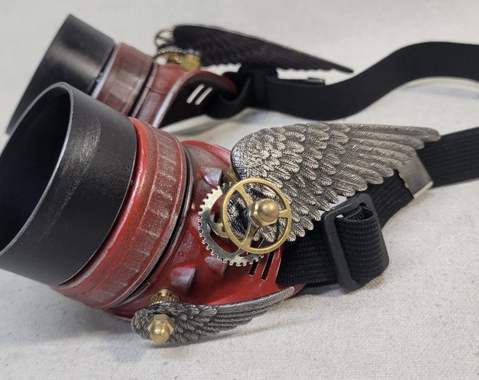 Steampunk Double Winged Red Valkyrie Goggles