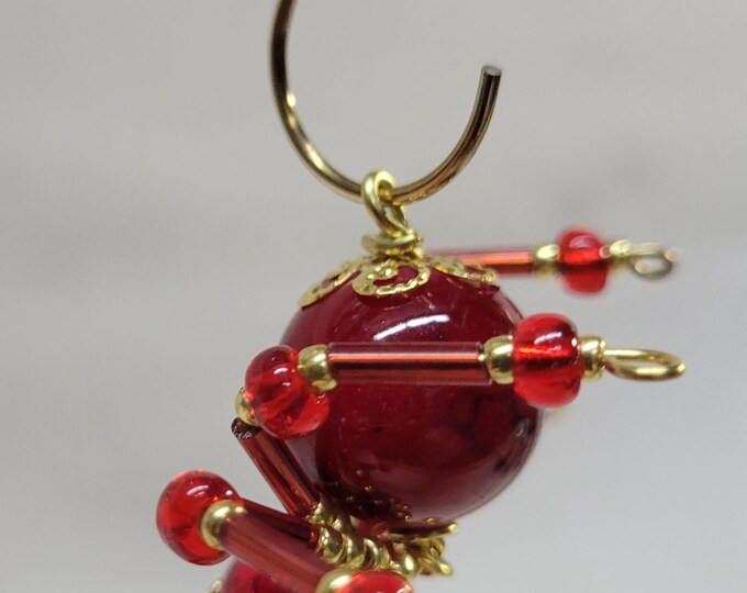 Small Steampunk Beaded Blood Red Spider