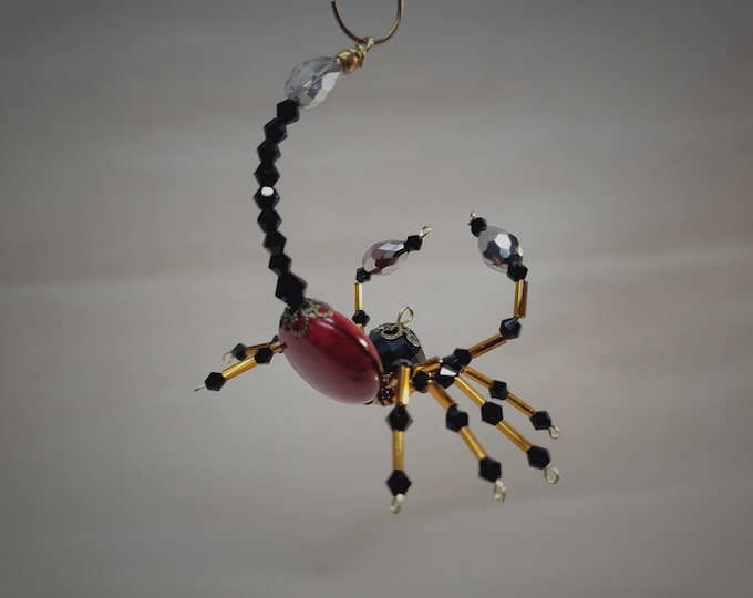 Steampunk Beaded Crystalline Red/Black Scorpion