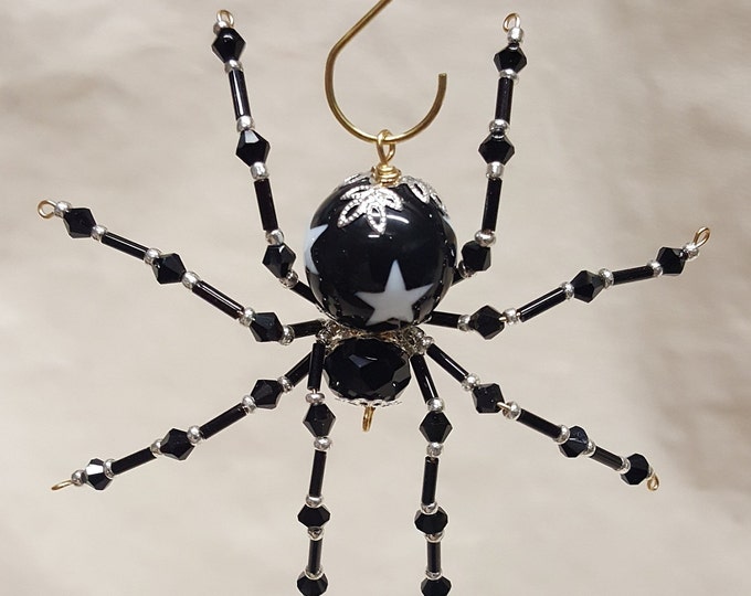 Steampunk/Christmas Black Star Beaded Spider