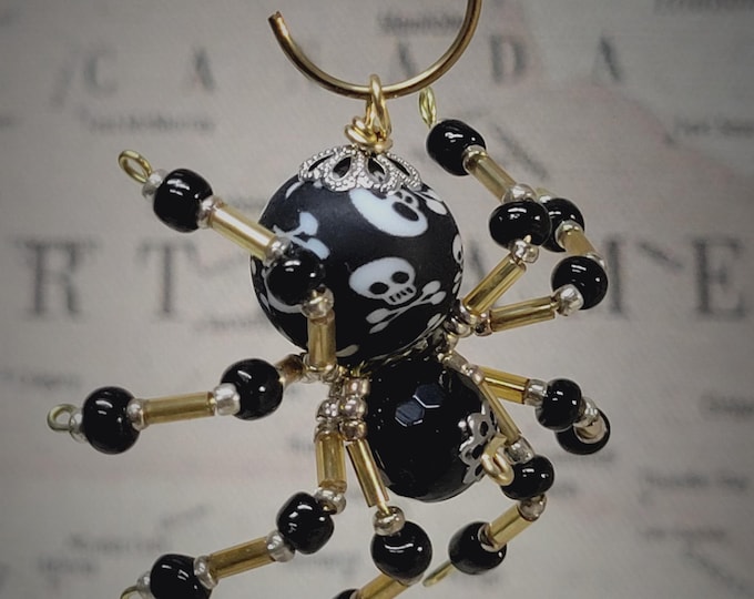 Steampunk/Christmas Small Black Pirate Beaded Spider