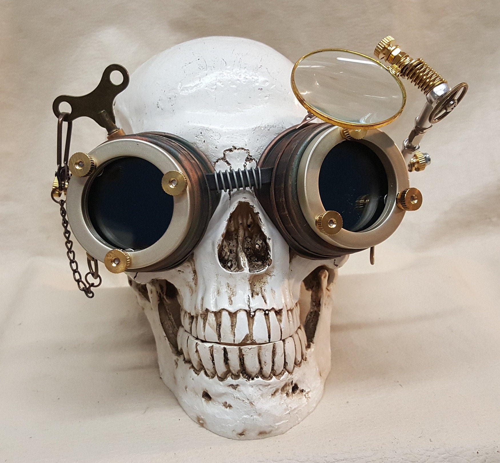 Steampunk Anthropologist Goggles w/ Magnifying Glass, Dark Lenses
