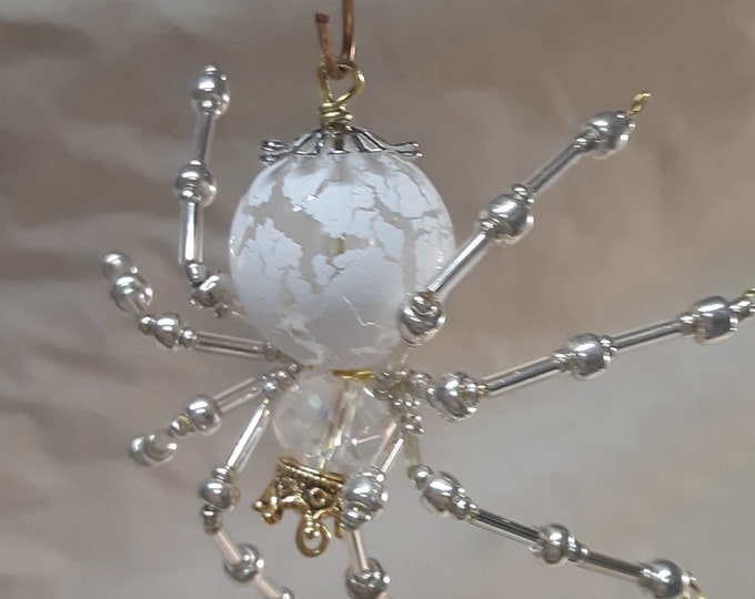Steampunk/Christmas Frosted Crystalline Snow Queen Spider w/Gold Crown