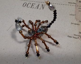 Steampunk Beaded Crystalline Copper Scorpion