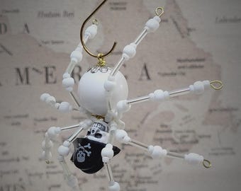 Steampunk/Christmas White Pirate Beaded Spider