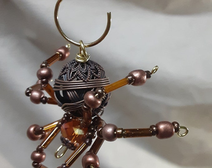 Small Copper Steampunk Metal Beaded Spider