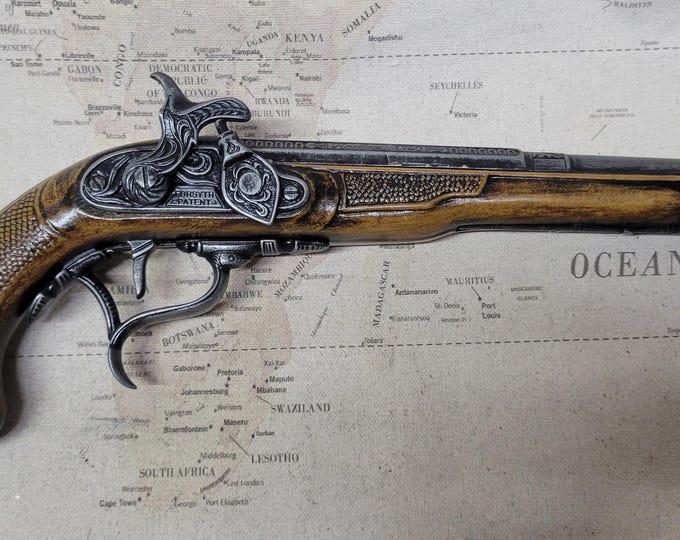 Steampunk Style 18th Century Aged Pirates Non-Firing Antique Reproduction Brass or Pewter Percussion Flintlock