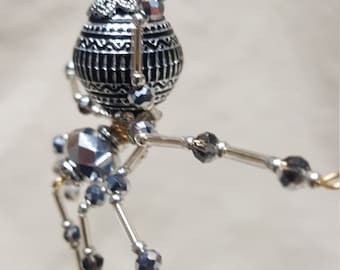 Christmas Silver Beaded Dew Drop Ornament Spider
