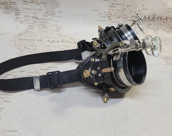 Aged Brown/German Silver Steampunk Engineer Goggles With 2x Double Loupes