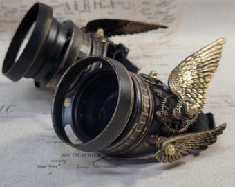 Steampunk Double Winged Brown/German Silver Valkyrie Goggles