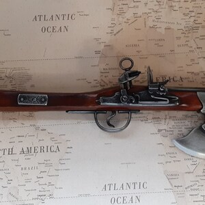 17th Century Antique Reproduction German Non-Firing Pirates Boarding Ax/Flintlock with Optional Axe Frog