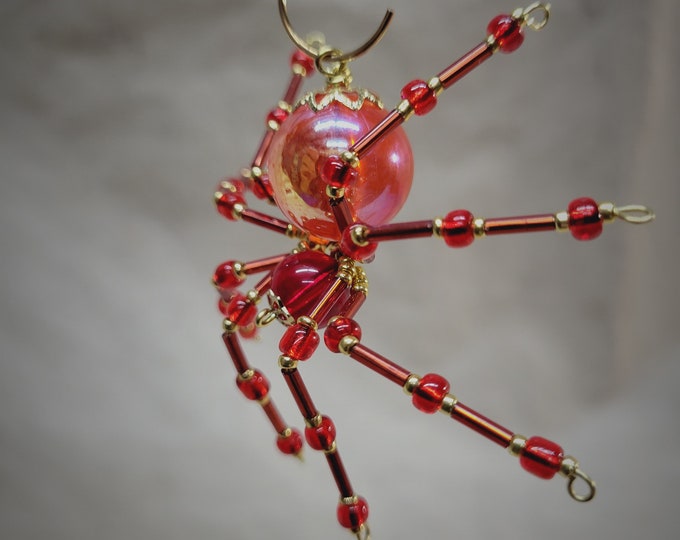 Steampunk/Christmas Beaded Red Cherry Spider