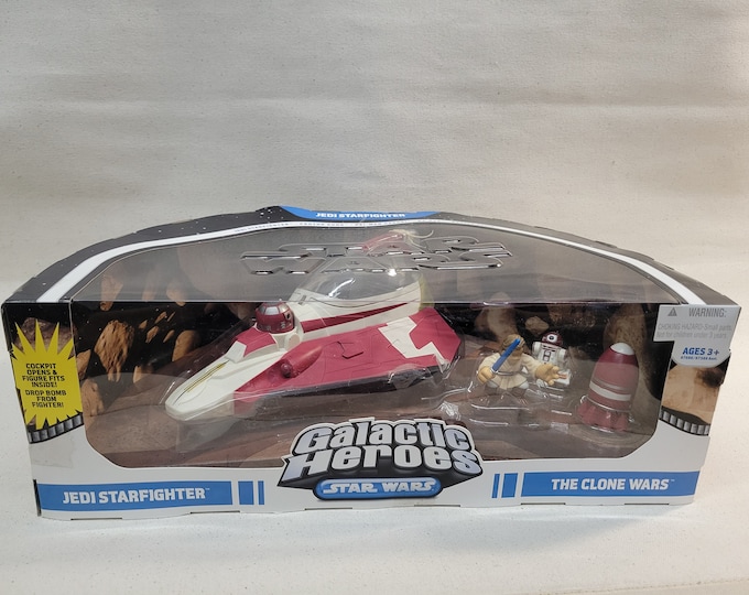 Star Wars Galactic Heroes- Obi Wan's Jedi Starfighter Playset  Episode II Attack of the Clones