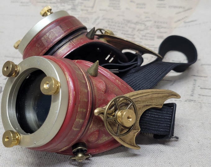 Red Steampunk Style Dragon Wing Goggles