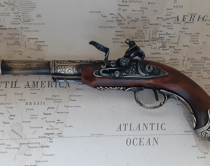 Left Handed Steampunk Style 18th Century Aged Indian/Queen Anne Non Firing Flintlock