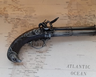 Right Handed Steampunk Style 18th Century Aged Three x Eagle's Head Antique Reproduction Non-Firing Flintlock