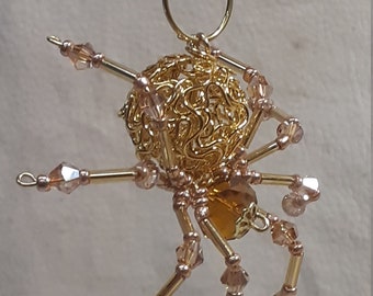 Steampunk Crystalline Gold Metallic Spider
