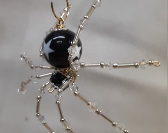 Steampunk/Christmas Black Star Beaded Dew Drop Spider