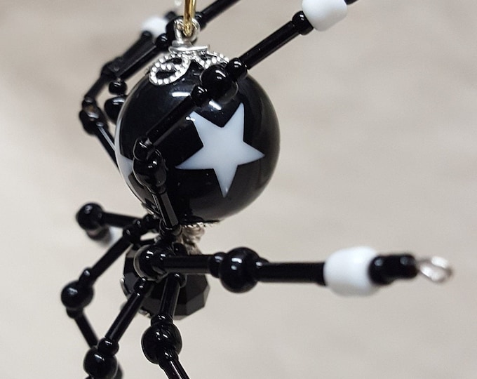 Steampunk/Christmas Black Star Beaded Spider