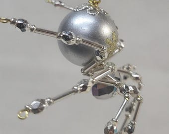 Silver Themed Christmas Crystalline Snowflake Spider