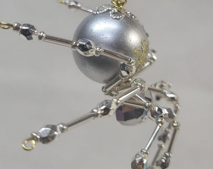 Silver Themed Christmas Crystalline Snowflake Spider