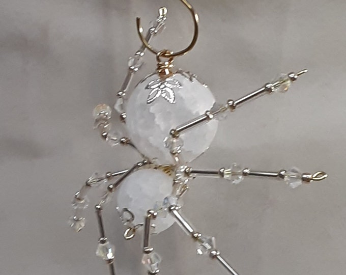 Steampunk/Christmas Dew Drop Frosted Crystalline Ice Spider