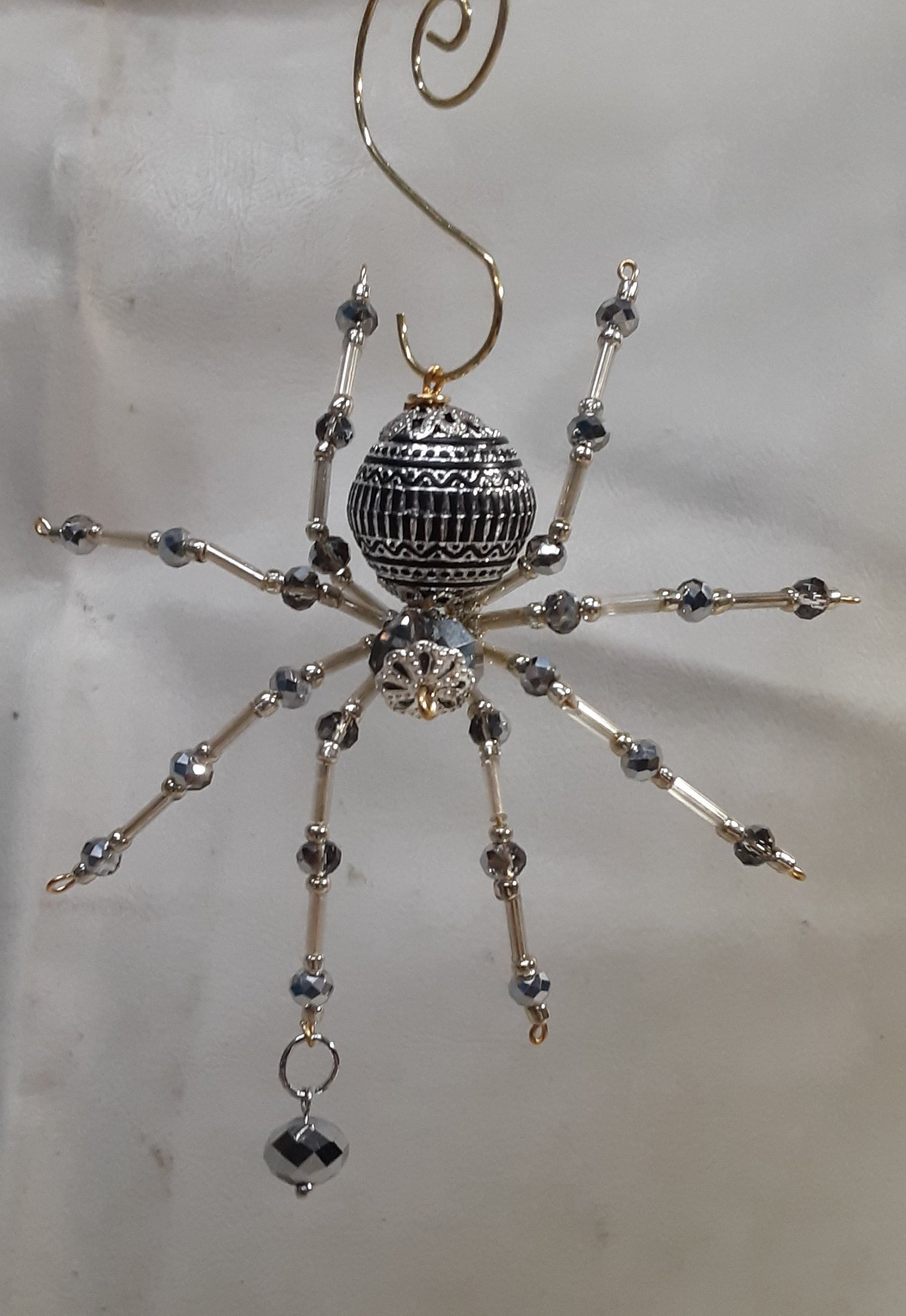 Steampunk Ceramic Beaded Red and Gold Christmas Spider 