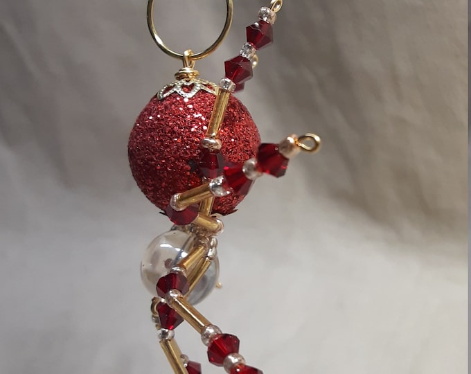 Beaded Red Christmas Ornament Spider