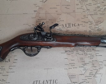 Steampunk Style Pirate's Aged Pewter or Brass and Pewter Non Firing English Antique Reproduction Flintlock Blunderbuss