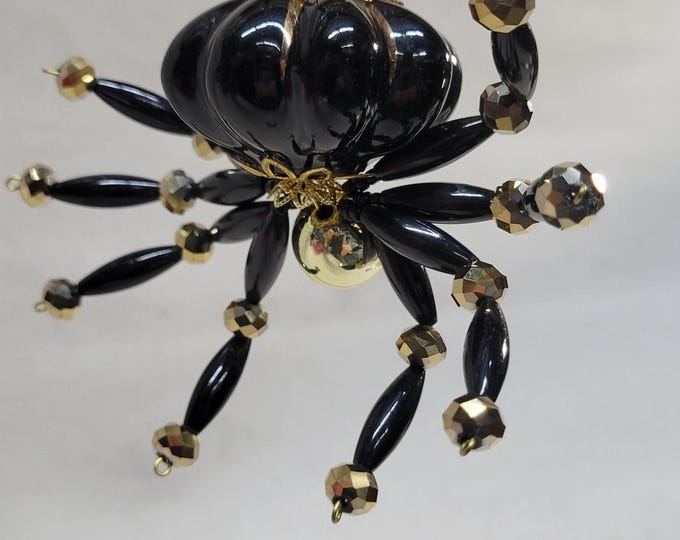 Extra Large Steampunk Black and Gold Ceramic Drawer Pull Spider