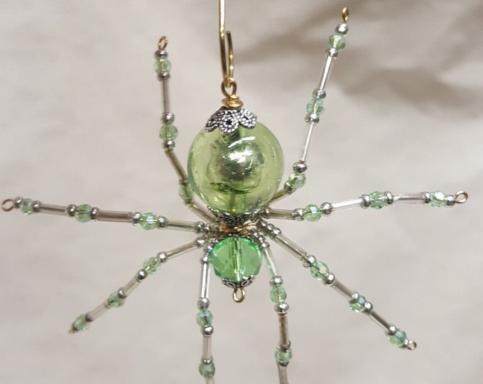 Steampunk/Christmas Crystalline Green Dew Drop Translucent Ice Spider