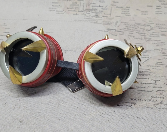 Deep Red Steampunk Style Dragon Claw Goggles