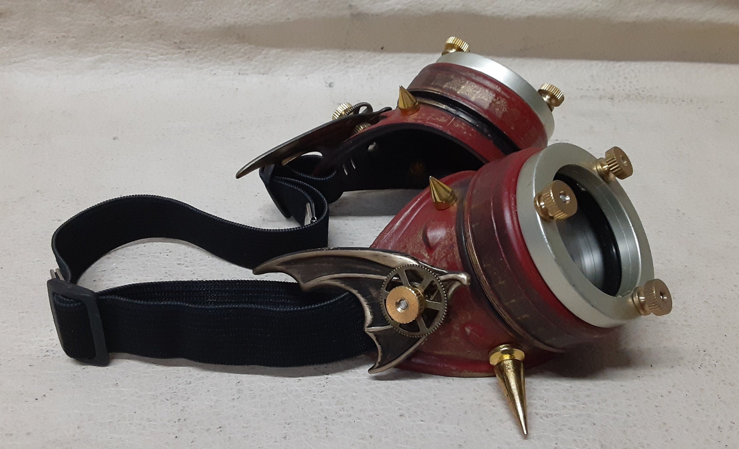 Red Steampunk Engineer Dragon Wing Goggles