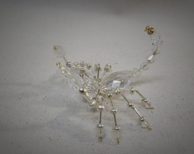 Steampunk Beaded Clear Tear Drop Crystalline Scorpion