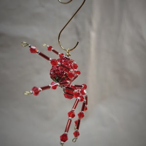 Beaded Red Christmas Strawberry Ornament Spider