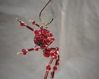 Beaded Red Christmas Strawberry Ornament Spider