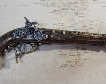 Steampunk Style 18th Century Aged Pirates Non Firing Antique Reproduction Brass or Pewter Flintlock