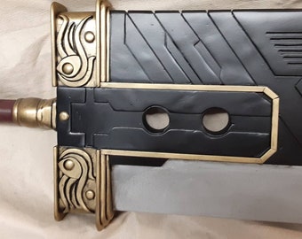 Commissioned/ Custom Made Metal Angeal/Zack Faire Original FFVII Crisis Core Buster Sword (Red Leather Handle Wrap)